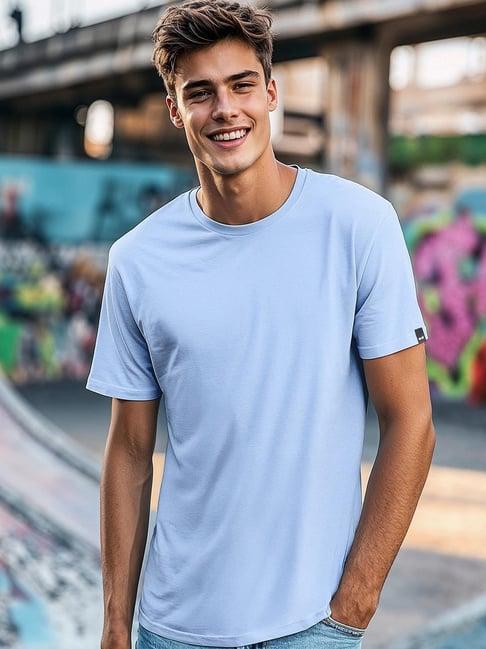 Bewakoof Men's Chambray Blue T-shirt