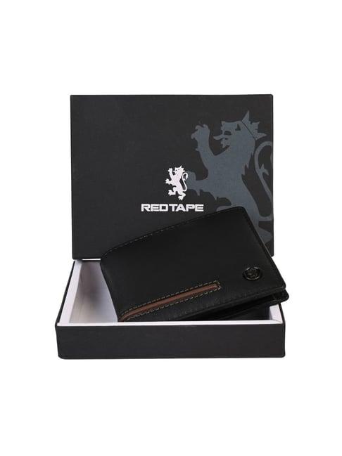 Red Tape Black & Brown Leather Bi-Fold Wallet