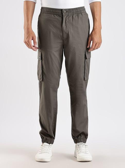 CALVIN KLEIN Charcoal Grey Skinny Fit Solid Mid Rise Trouser