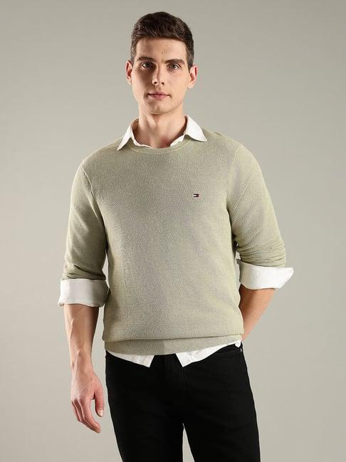TOMMY HILFIGER Olive Regular Fit Cotton Sweater