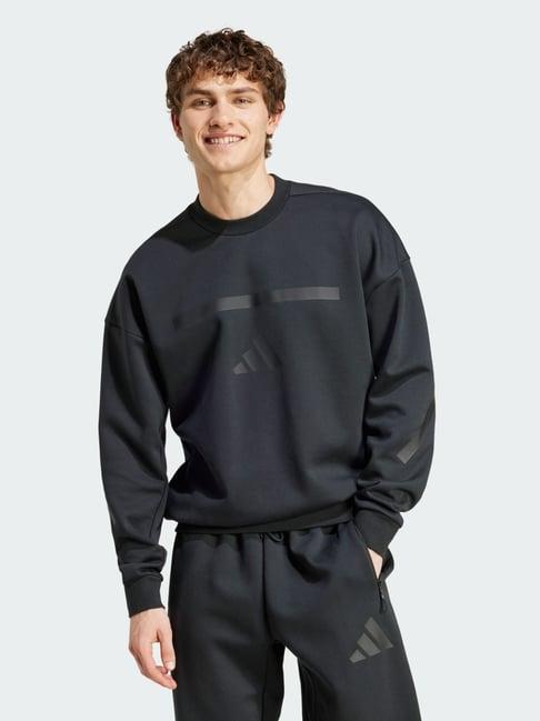 Adidas Black Loose Fit Printed Sweatshirt