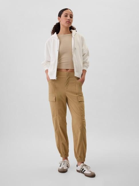 Gap Brown Cotton Solid Relaxed Fit Mid Rise Cargo Joggers