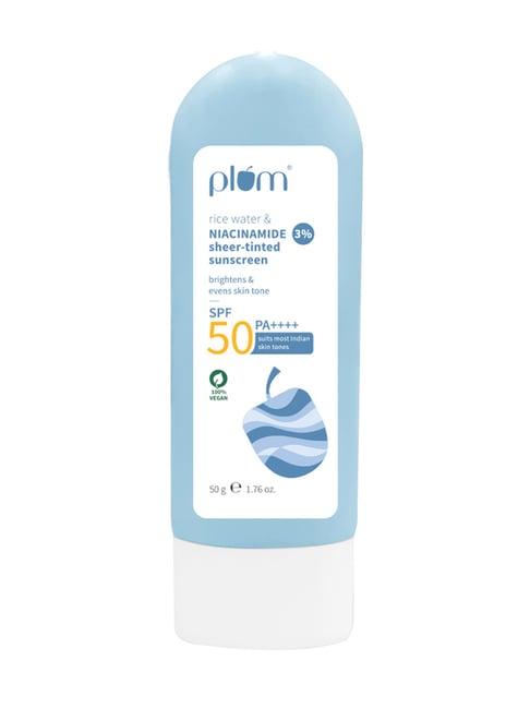 Plum Rice Water & 3% Niacinamide Sheer Tinted Sunscreen SPF 50 PA++++ - 50 gm