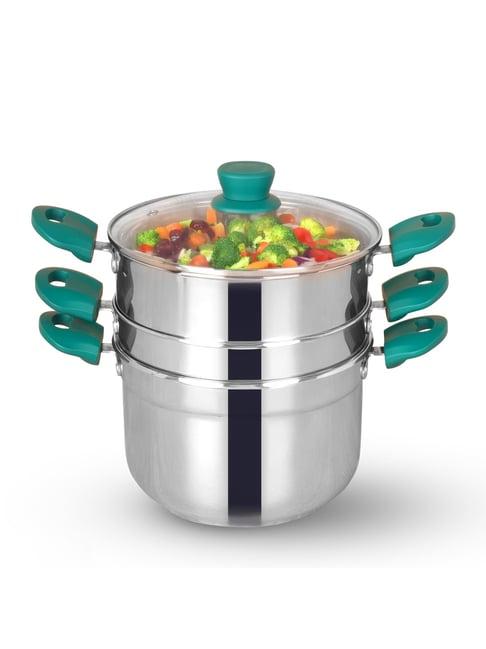 The Indus Valley Silver Stainless Steel Sandwich Bottom Steamer & Rice Steamer (2.56 L)