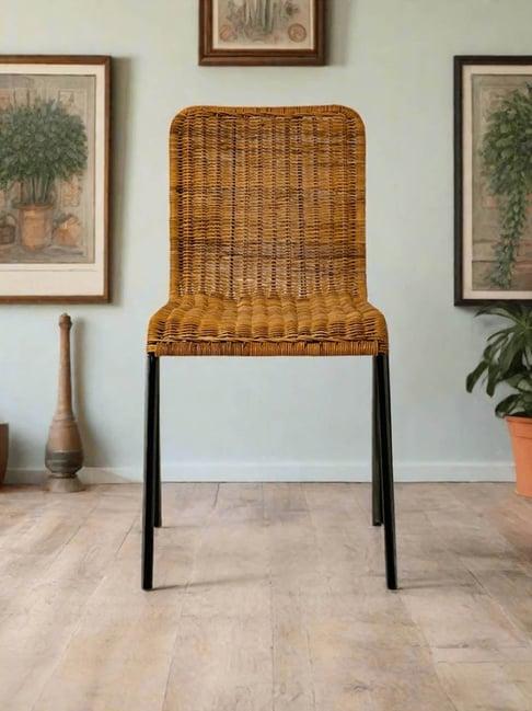 TESU Brown & Black¿Rattan Rustic Woven Accent Chair