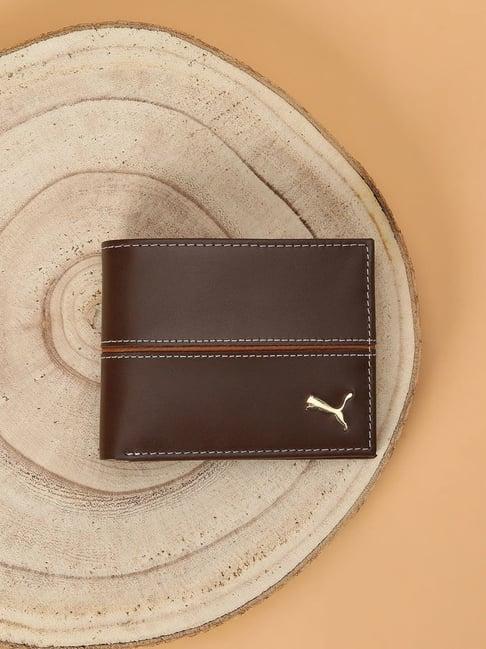 Puma Chocolate Leather Solid Bi-Fold Wallet