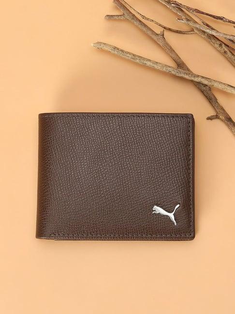 Puma Brown Leather Textured Bi-Fold Wallet