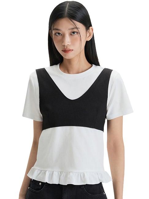 MIXXO Ivory Layered Frill Regular Fit T-Shirt