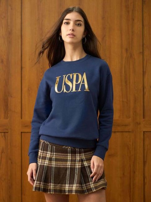 U.S. Polo Assn. Navy Cotton Loose Fit Logo Printed Sweatshirt