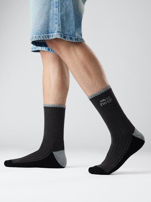 The Souled Store Grey Printed Regular Fit Socks