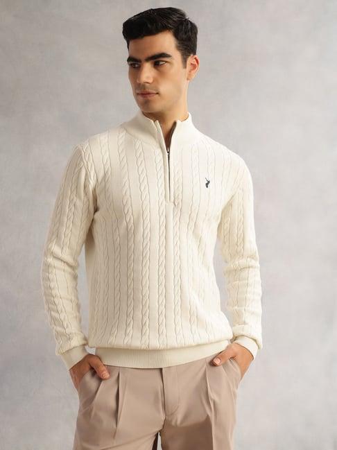 Thomas Scott White Regular Fit Texture Sweater