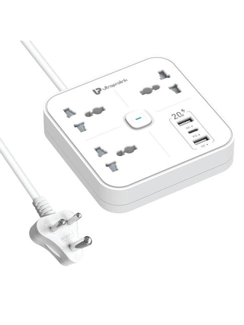 ULTRAPROLINK 6 in 1 Extension Board Power Hub Multi-Port (White)