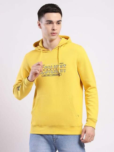 Monte Carlo Yellow Regular Fit Printed Hoodie