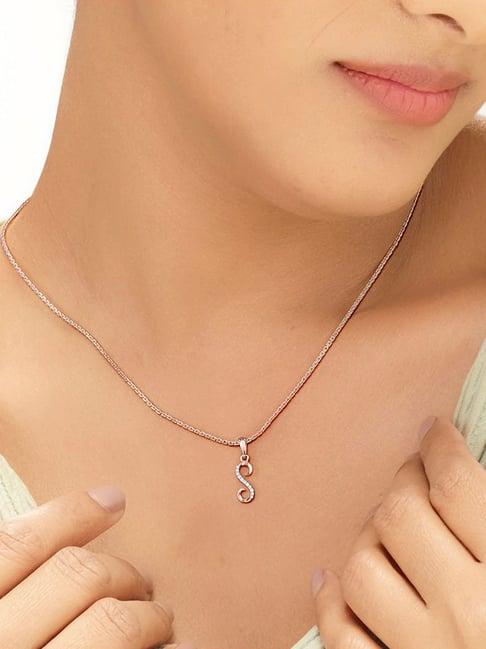 YOOU by PNG 14k (585) Rose Gold S Letter Alphabet Pendant