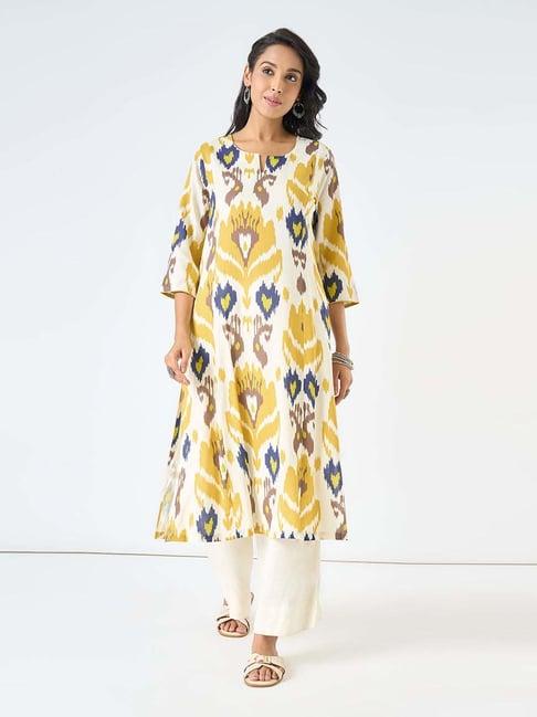 Rangmanch By Pantaloons Yellow Regular Fit Printed Kurta