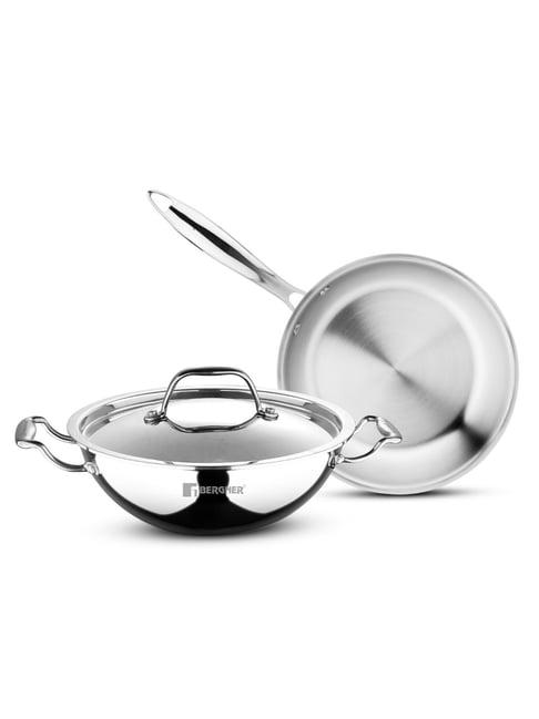 Bergner Silver Stainless Steel Argent Triply Induction & Gas Stove Ready Cookware Set - Set of 3