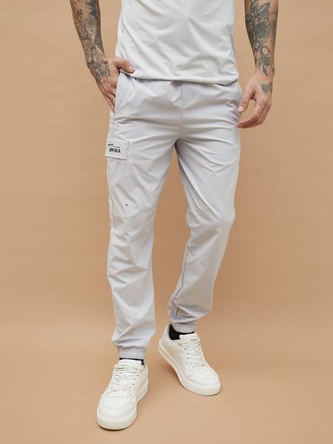 KAPPA Light Grey Polyester Relaxed Fit Joggers