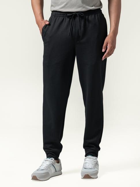 Damensch Black Cotton Regular Fit Joggers