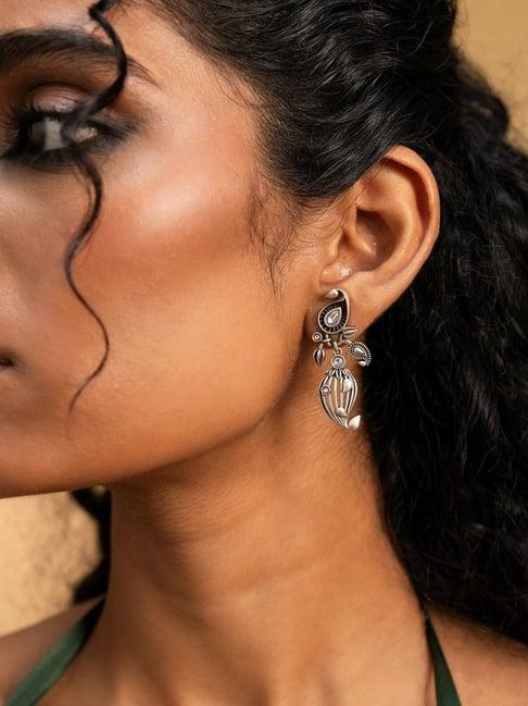 Shaya 925 Oxidized Silver Dhol Nagare Earrings