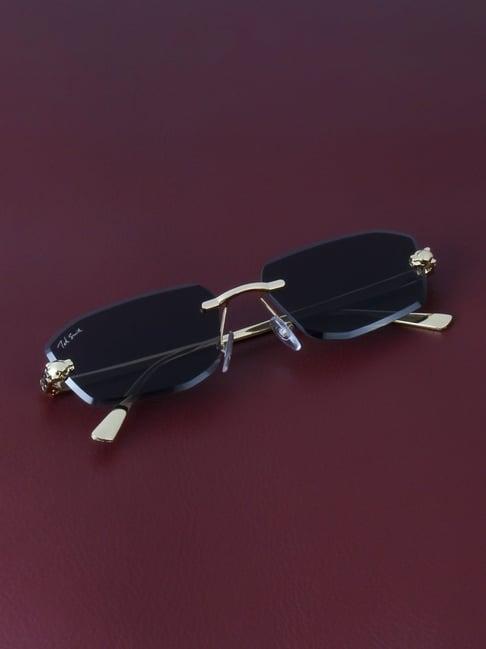 Ted Smith Black UV Protection Rectangular Unisex Sunglasses