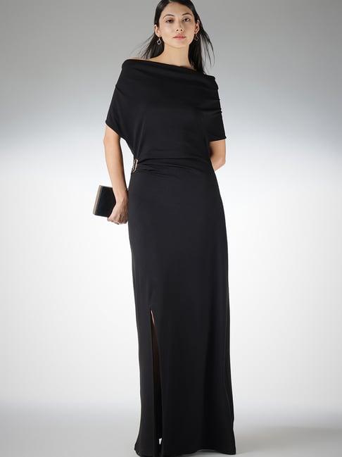 Fablestreet Black Acrylic Maxi Dress