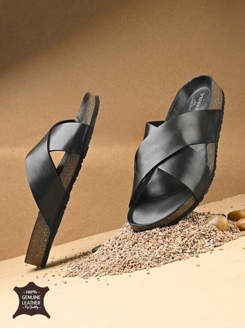 Hoversoul Men's Xylo Black Cross Strap Sandals