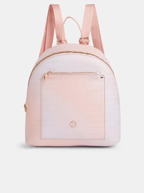 Caprese Orange Marilyn Large Croc Pattern Laptop Compatible Backpack