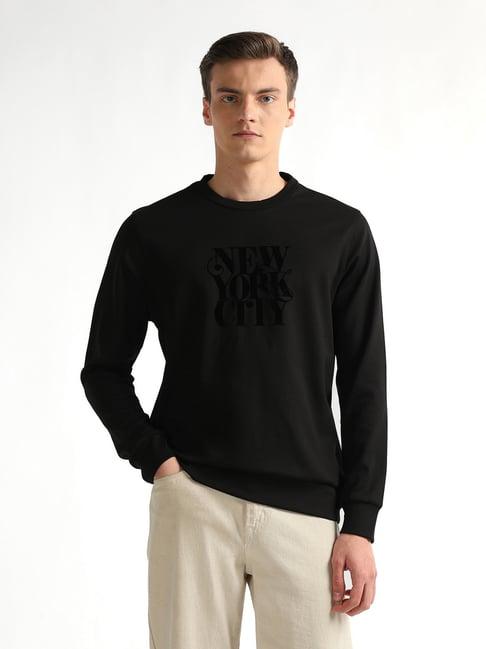 Arrow New York Black Cotton Solid Regular Fit Sweatshirt