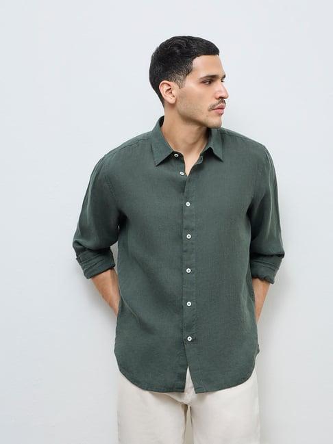 Ascot by Westside Green Relaxed-Fit Linen Shirt