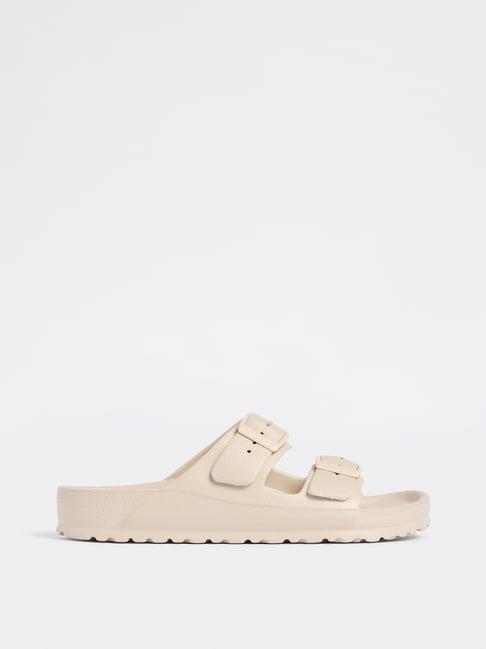 LUNA BLU by Westside Ivory Dual-Strap Slip-On Sandals