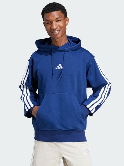 Adidas Blue Regular Fit Printed Hoodie