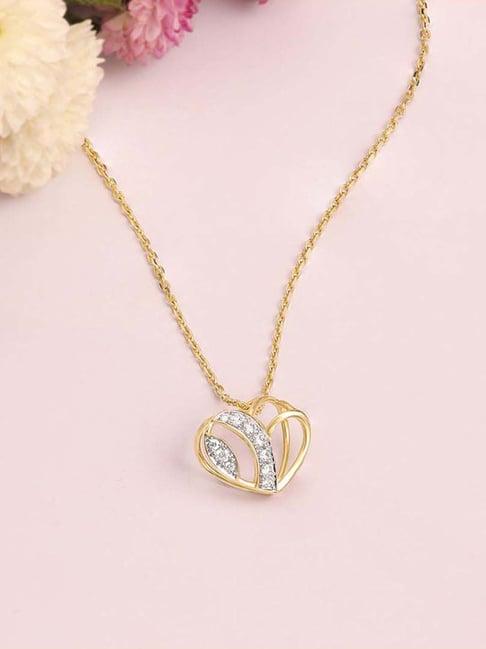 Mia by Tanishq 14k (585) Yellow Gold Diamond Bee Loved Heart Pendant for Women