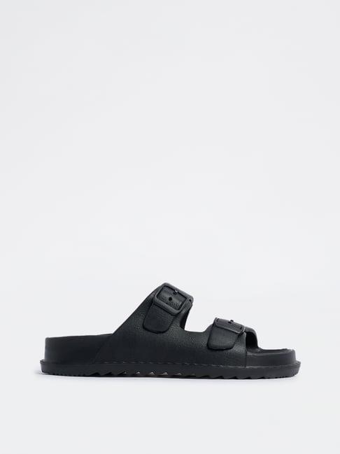 SOLEPLAY by Westside Black Buckle-Detailed Slip-On Sandals