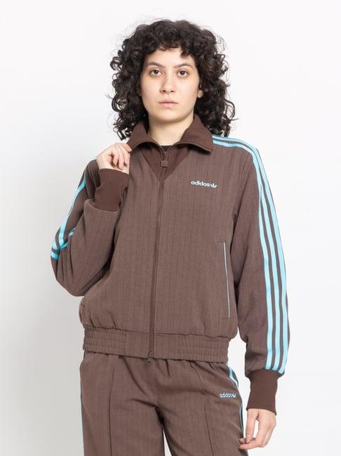 Adidas Originals Brown Striped Sports Jacket