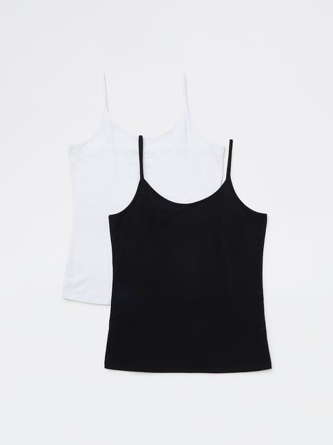 Wunderlove by Westside Black Cotton-Blend Camisoles - Pack of 2