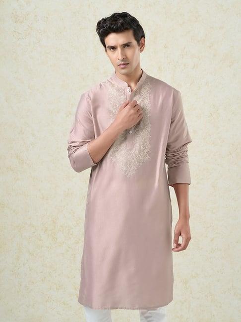 Indus Route By Pantaloons Cloud Pink Regular Fit Embroidered Kurta