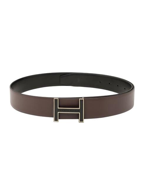 TOMMY HILFIGER Brown & Black Camak Leather Reversible Formal Belt