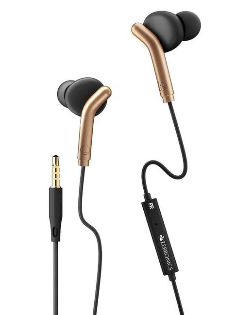 Zebronics Bro 3.5Mm Wired in Ear Earphone- Black + Gold