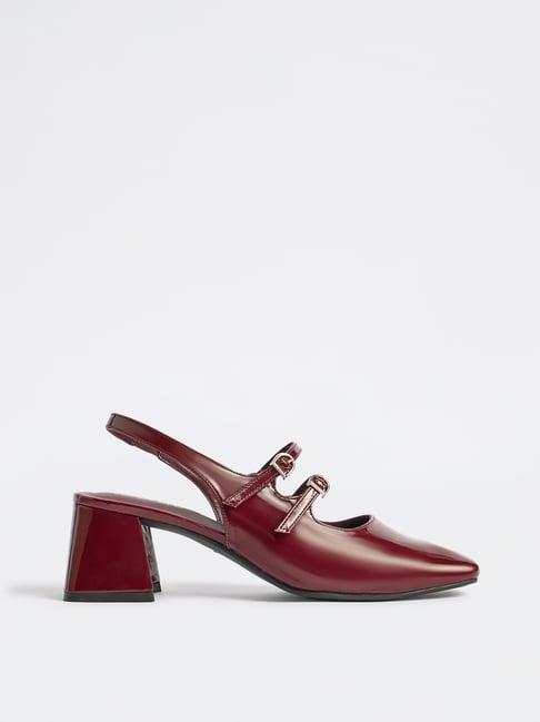 LUNA BLU by Westside Burgundy Block-Heel Mary Jane Shoes