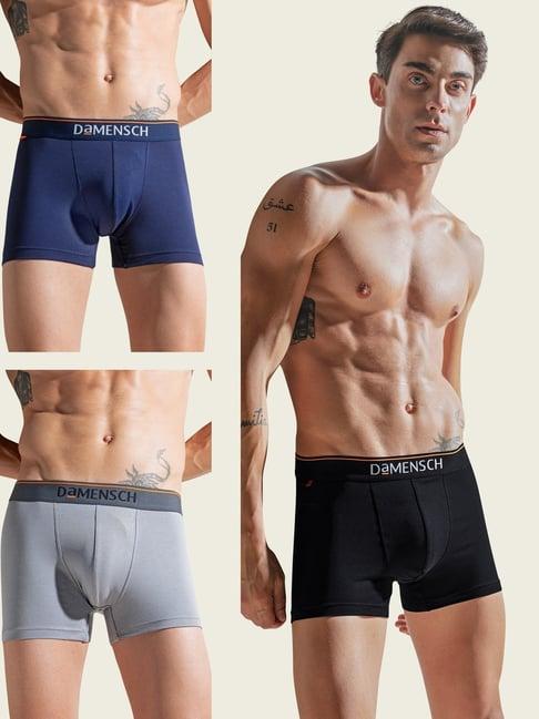 Damensch Multicolor Cotton Regular Fit Trunks (Pack Of 3)