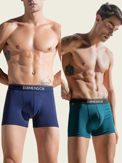 Damensch Multicolor Cotton Regular Fit Trunks (Pack Of 2)