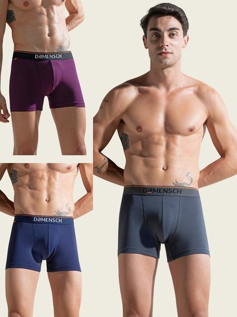 Damensch Multicolor Cotton Regular Fit Trunks (Pack Of 3)