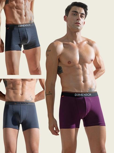 Damensch Multicolor Cotton Regular Fit Trunks (Pack Of 3)