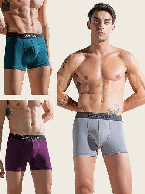 Damensch Multicolor Cotton Regular Fit Trunks (Pack Of 3)
