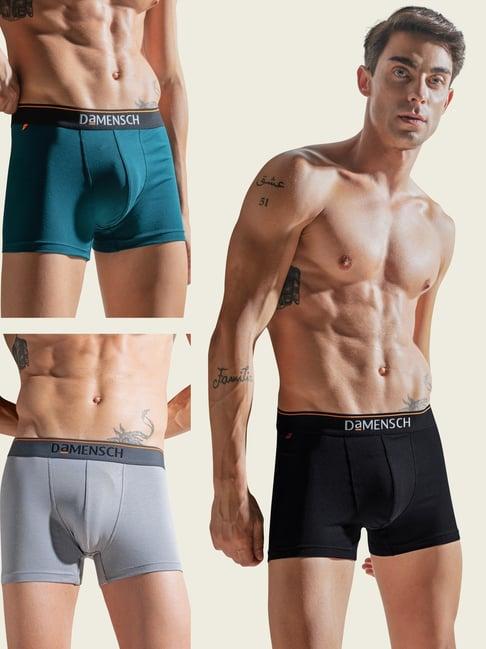 Damensch Multicolor Cotton Regular Fit Trunks (Pack Of 3)
