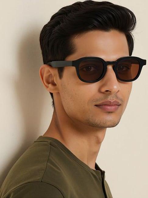 John Jacobs Brown Polarised and UV Protected Lens Round Unisex Sunglasses