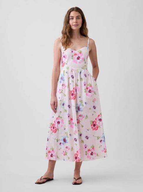 GAP Multi Color Cotton Floral Sleeveless Dress