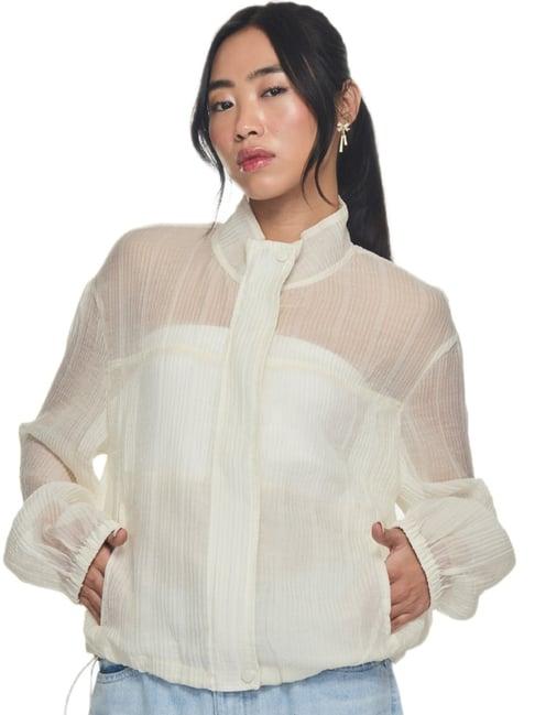 MIXXO Cream Linkle See-Through Regular Fit Jumper