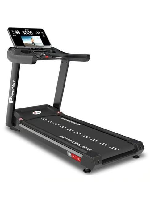 PowerMax Fitness TAC-450 Black Alloy Steel Motorized Auto Incline Treadmill for Home Gym (Large)