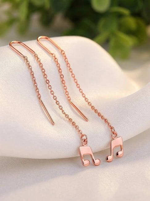 GIVA 925 Sterling Silver Rose Gold Melody Sui Dhaga Earrings for Women